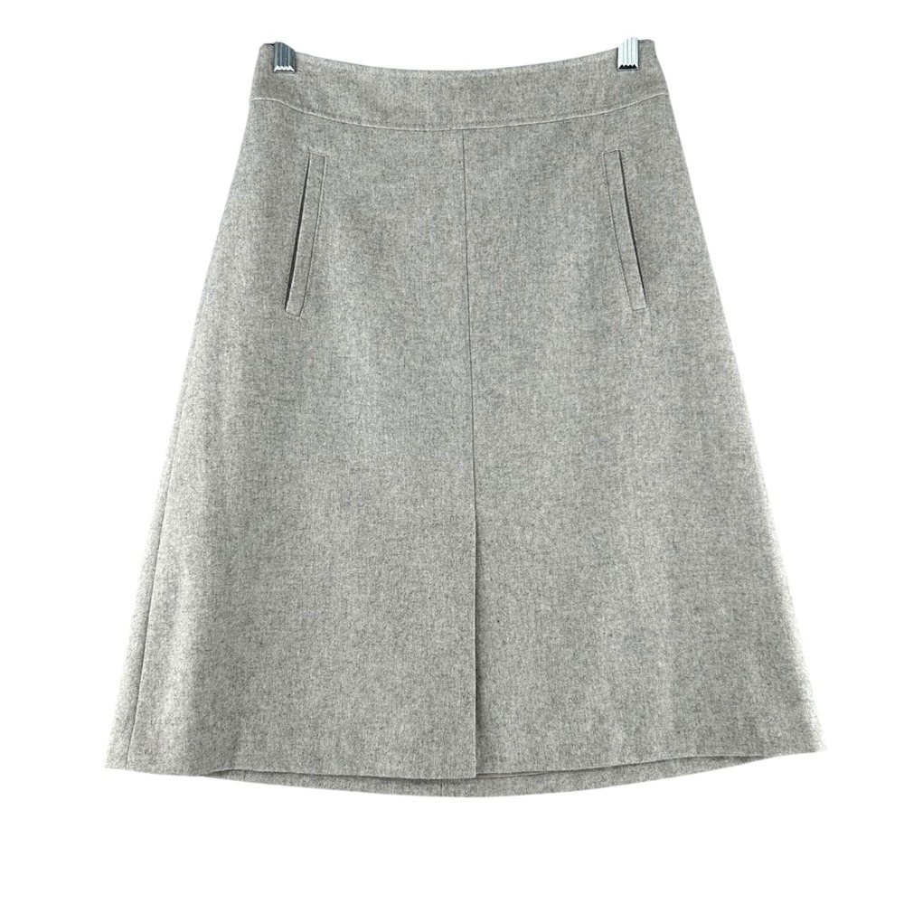 Banana Republic Wool Blend Midi Skirt Lined Pockets Womens‎ Size 0 Grey Career